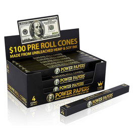 Power Papers 100 DOLLAR - King Size Cones - Prerolled Joints - Box