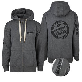 Raw Men Zip Hoodie Grey Stamp