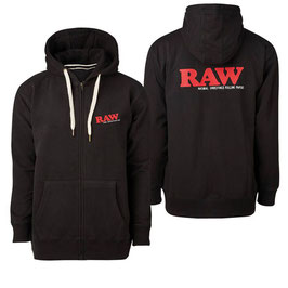 Raw Men Zip Hoodie Black Logo