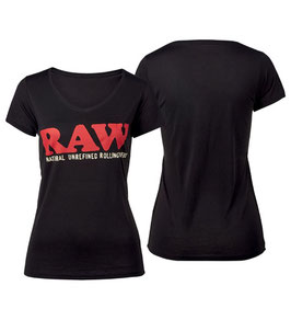 Raw Girl Shirt, Black Logo V-Neck