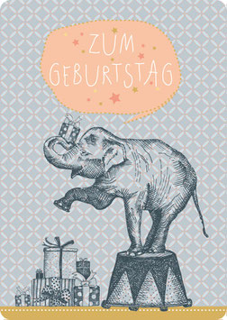 Postkarte – ELEFANT -Zum Geburtstag-  (KL 14114)