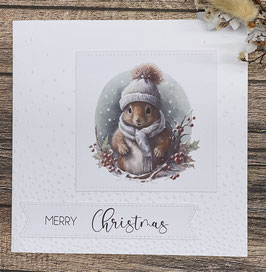 Weihnachtskarte Merry Christmas Eichhörnchen