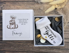 Gotti fragen Götti fragen Babysöckli Otter Bambi personalisiert