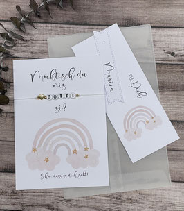 Geschenkset Gotti oder Götti fragen  Regenbogen Apricot personalisiert