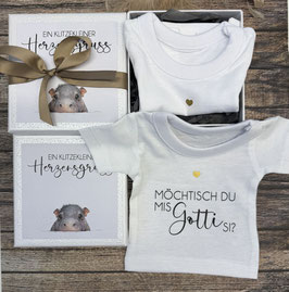 Gotti und Götti fragen MINI Shirt Box Herzensgruss