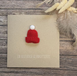 Weihnachtskarte Mütze minimalistisch (kleiner Vorrat)