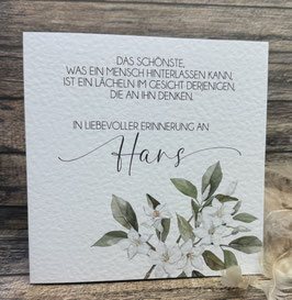 Trauerkarte personalisiert Zitrusblüten