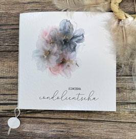 Trauerkarte Blumen Deutsch oder rätoromanisch