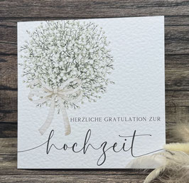 Hochzeitskarte Schleierkrautkugel mit Masche