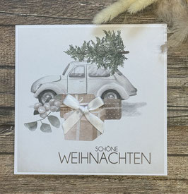 Weihnachtskarte Auto mit Masche
