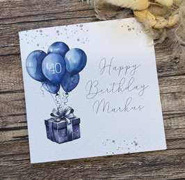 Geburtstagskarte blau Geschenk
