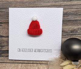 Weihnachtskarte Mütze minimalistisch