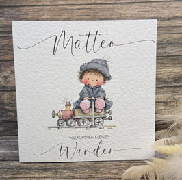 Babykarte Willkommen kleines Wunder personalisiert 0105