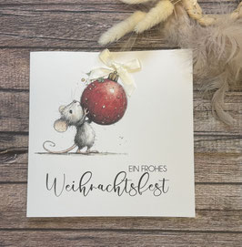 Weihnachtskarte Maus Weihnachtskugel