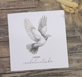 Trauerkarte Taube Deutsch oder rätoromanisch