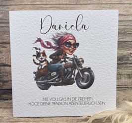Karte Motorrad Abschied Pensionierung mit oder ohne Name