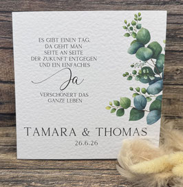 Hochzeitskarte Eukalyptus personalisiert