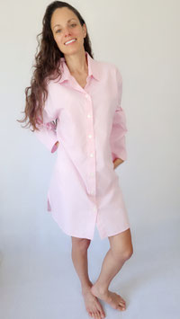 Camicia da notte tinta in filo, 100% cotone