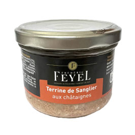 Wildschwein Terrine de Sanglier Kastanie original aus dem Elsass 180g Glas Feyel