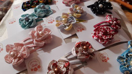 Duo de barrettes fleurs en tissu