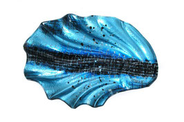 Glasschale Muscheldesign im Glitterlook ''blau''