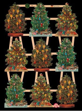Glanzbilder-Bogen Weihnachtsbäume