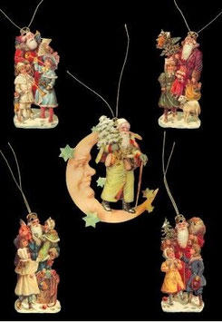 Geschenkanhänger Glanz-Reliefbilder Nikolaus/Mond