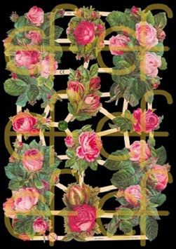 Glanzbilder-Bogen rosa Rosen Jugendtraum