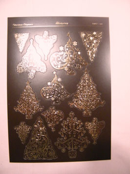 Stanzbogen Weihnachtsbäume, braun/gold