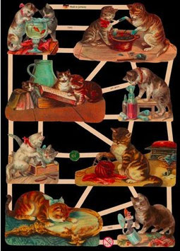 Glanzbilder-Bogen Katzen