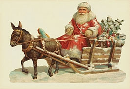 Klapp-Karte mit Aufstellbild Weihnachtsmann mit Esel