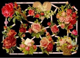 Glanzbilder-Bogen Rosen u. Herz
