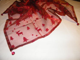 Zarte Organza-Decke mit Rentieren, rot