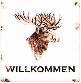 Metallschild WILLKOMMEN Elch