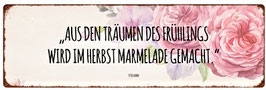 Metallschild "Aus den Träumen des Frühlings..."