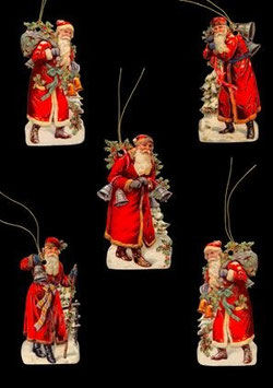 Geschenkanhänger Glanz-Reliefbilder Nikolaus mit Baum