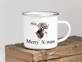 Emaille-Tasse "Merry X-mas"