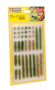 Cespugli ciuffi d'erba verde chiaro e verde scuro confezione 36 pz. COD: 07125
