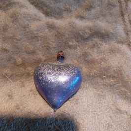 B912 oude kerstbal blauw hart 6 cm