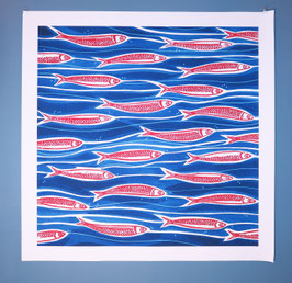 SARDINE IN ROSSO 100X100 CM. NO FRAME