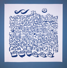 FORIO IN BLU 100X100 CM. NO FRAME