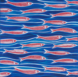 SARDINE IN ROSSO limited edition 80x80 CM. SU TELA