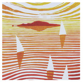 REGATA AL TRAMONTO 80X80 CM. SU TELA