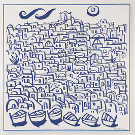 FORIO IN BLU limited edition 100x100 CM. SU TELA