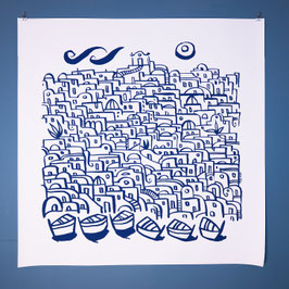 FORIO IN BLU 80X80 CM. NO FRAME