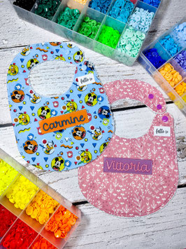 Bavaglia Clip  Fantasia + Nome su Etichetta