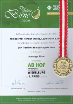 Bio Traminer Himbeer Späte Lese