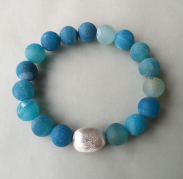 Armband  Drusenachat türkis matt ca. 10 mm / Silberolive
