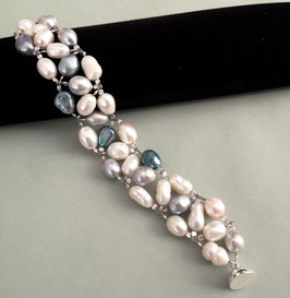 Armband Unique Sky - Perlen in weiß, grau und blau