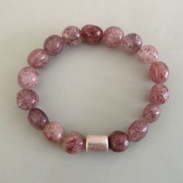 Erdbeerquarz  ca. 10-11 mm / Silberwalze